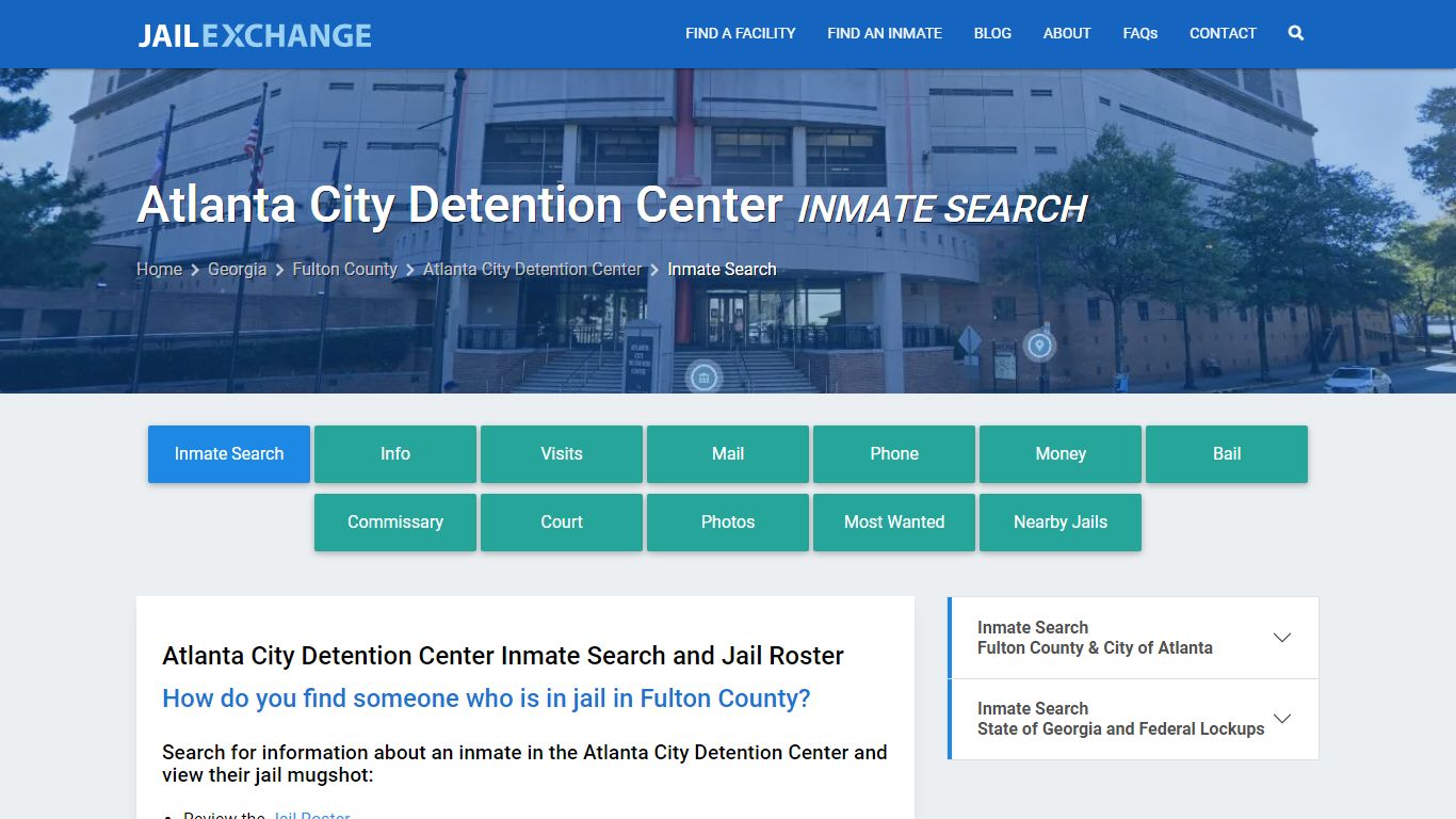 Atlanta City Detention Center Inmate Search - Jail Exchange